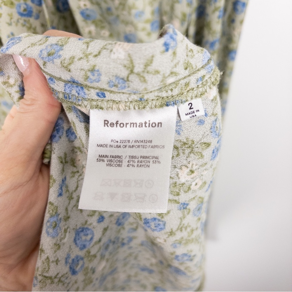 Reformation Sienne Green Floral Midi Dress - Picture 6 of 11